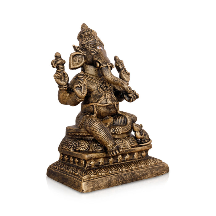 Ganesha Paper Mache Golu Bommai - 11 x 7.5 Inches | Brass Finish/ Giri Golu Doll/Navaratri Kolu Bomma/Gombe