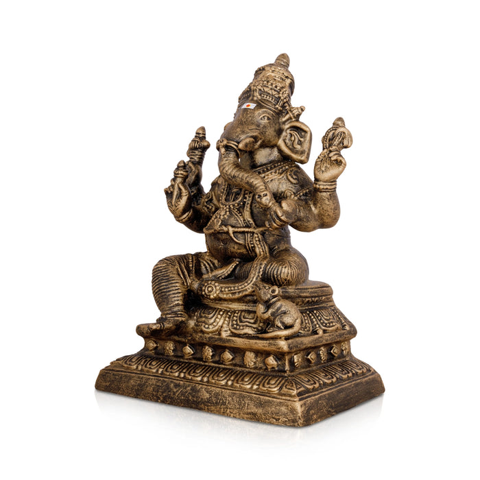 Ganesha Paper Mache Golu Bommai - 11 x 7.5 Inches | Brass Finish/ Giri Golu Doll/Navaratri Kolu Bomma/Gombe