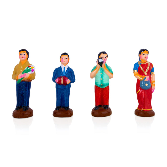 Birthday Clay Golu Bommai Set - 7 x 2.5 Inches | Golu Doll/ Navaratri Golu Bomma /Gombe / Bommalu
