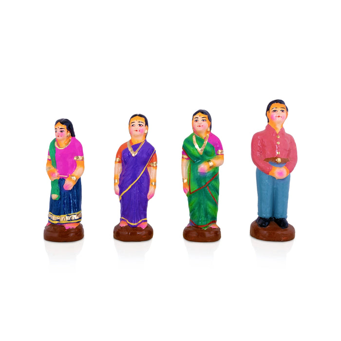 Birthday Clay Golu Bommai Set - 7 x 2.5 Inches | Golu Doll/ Navaratri Golu Bomma /Gombe / Bommalu