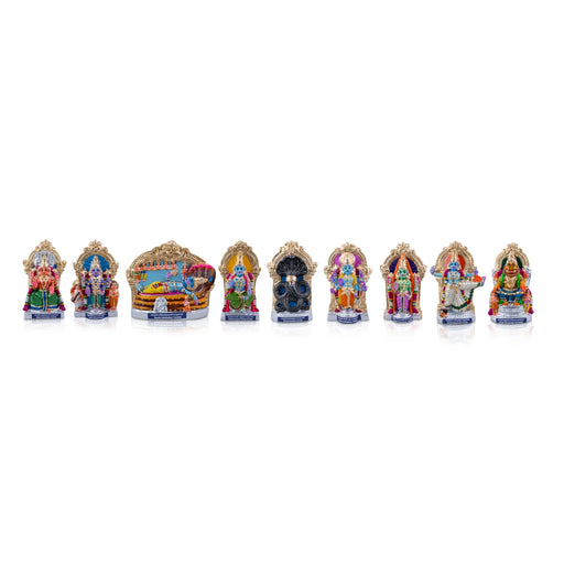 Kanchi Divya Desam Clay Golu Bommai Set - 12 x 6.5 Inches | Giri Golu Doll/ Navaratri Golu Bomma/Gombe/Bommai - Clay Kolu Bommai