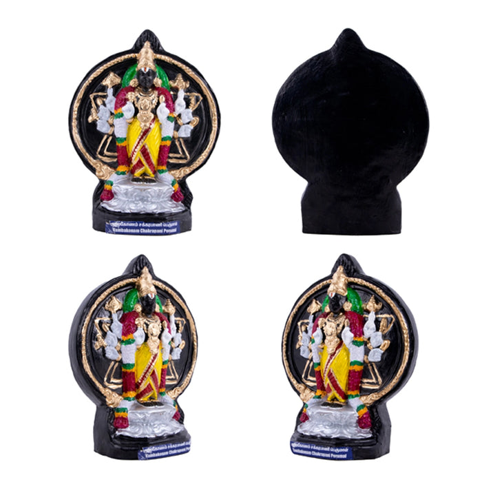 Kumbakonam Chakrapani Perumal Thayar Statue Clay Golu Bommai Pair-12 X 9 Inches | Giri Golu Doll/Navaratri Gombe - Clay Kolu Bommai