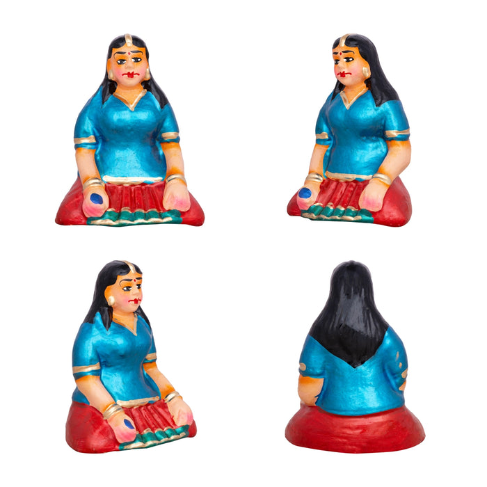 Carrom Game Clay Golu Bommai Set - 5 x 3.5 Inches | Giri Golu Doll/ Navaratri Golu Bomma/ Gombe/ Bommai - Clay Kolu Bommai