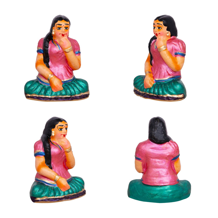 Carrom Game Clay Golu Bommai Set - 5 x 3.5 Inches | Giri Golu Doll/ Navaratri Golu Bomma/ Gombe/ Bommai - Clay Kolu Bommai