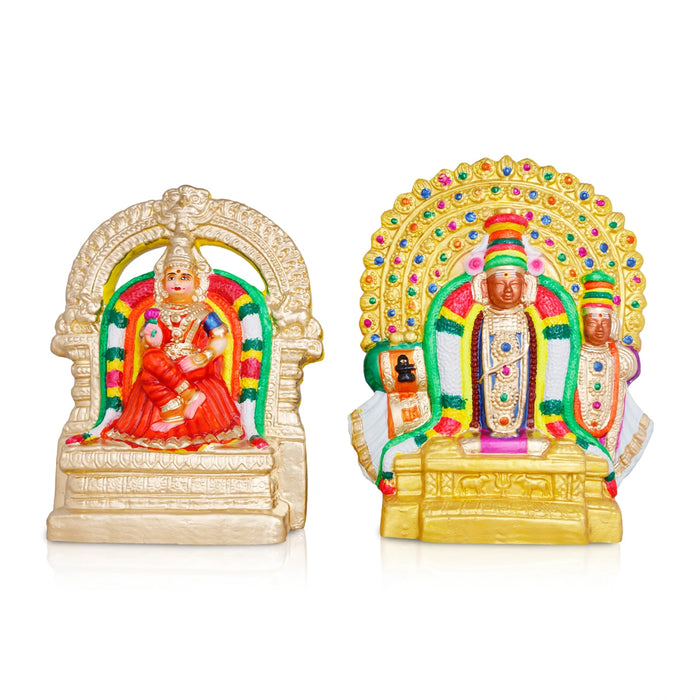 Kamalambikai Thyagaraja Clay Golu Bommai Pair - 11 x 9 Inches | Giri Golu Doll/ Navaratri Golu Bomma/ Gombe/ Bommai - Clay Kolu Bommai