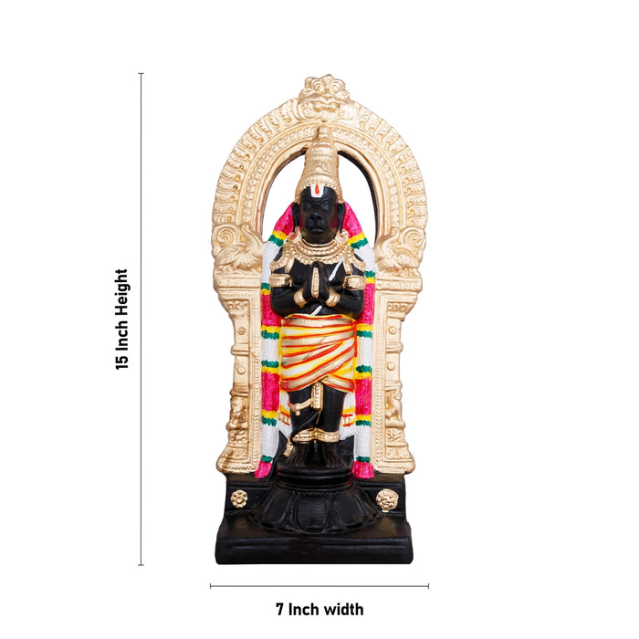 Nanganallur Anjaneyar Statue Clay Golu Bommai - 15 x 7 Inches | Giri Golu Doll/Navaratri Golu Bomma/Gombe - Clay Kolu Bommai