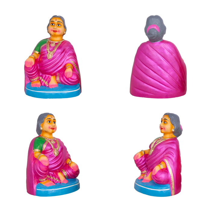 Chettiyar Chettichi Clay Golu Bommai Pair- 9 x 6 Inches | Giri Golu Doll/ Navaratri Golu Bomma/ Gombe/ Bommai