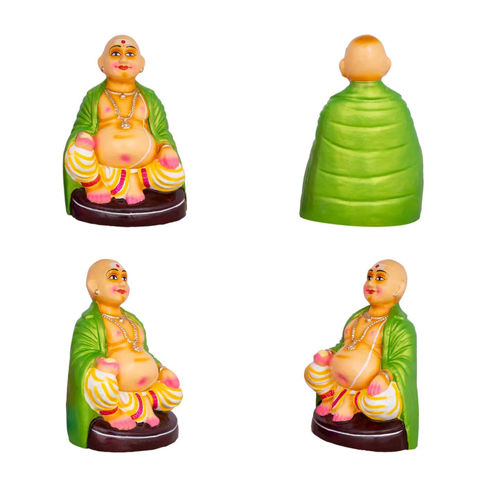 Chettiyar Chettichi Clay Golu Bommai Pair- 9 x 6 Inches | Giri Golu Doll/ Navaratri Golu Bomma/ Gombe/ Bommai