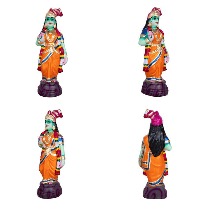 Madurai Veeran Clay Golu Bommai Set - 14 x 7 Inches | Giri Golu Doll/ Navaratri Golu Bomma/ Gombe/ Bommai - Clay Kolu Bommai