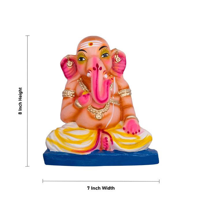 Ganesh Murti Bhojanam Clay Golu Bommai Set - 8 x 7 Inches | Giri Golu Doll/ Navaratri Golu Bomma/ Gombe/Bommai - Clay Kolu Bommai