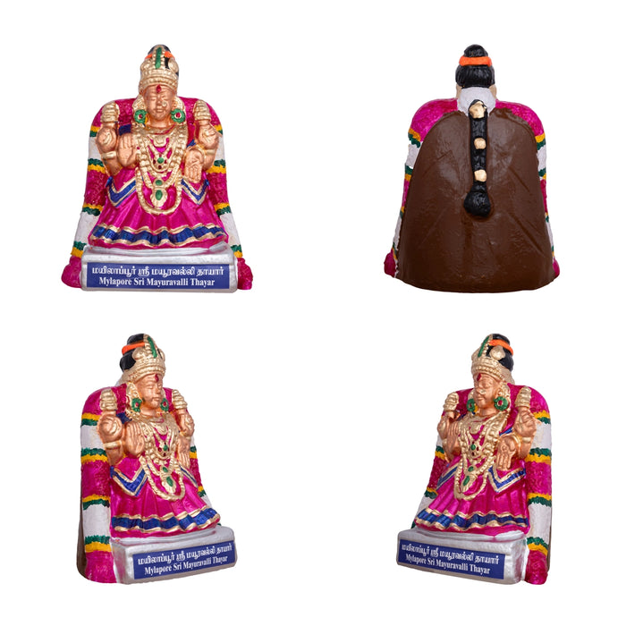 Nava Sri Thayar Statue Clay Golu Bommai Set - 9 x 8 Inches | 9 Pcs/ Giri Golu Doll/ Navaratri Gombe/ Bommai