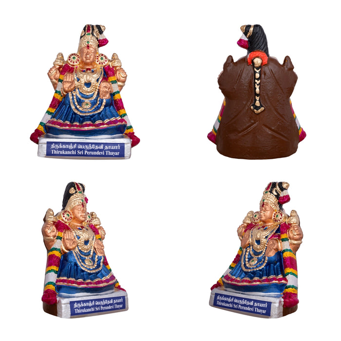 Nava Sri Thayar Statue Clay Golu Bommai Set - 9 x 8 Inches | 9 Pcs/ Giri Golu Doll/ Navaratri Gombe/ Bommai