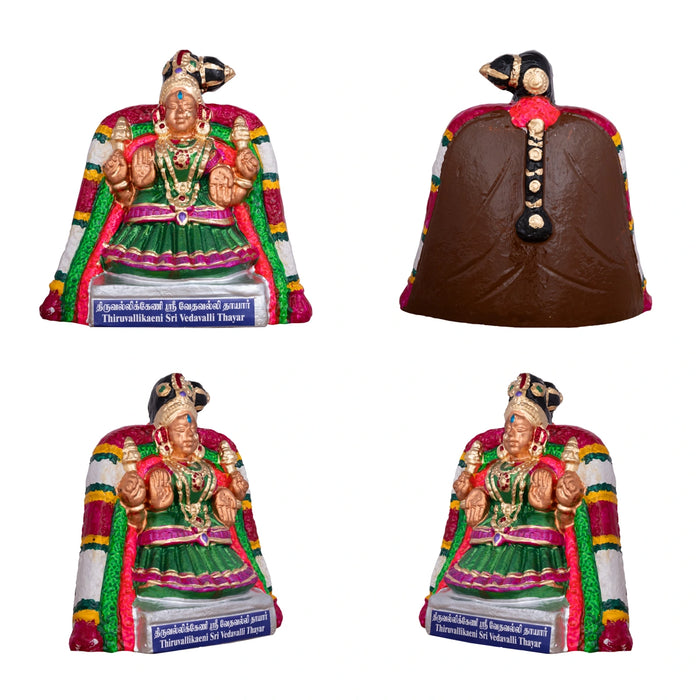 Nava Sri Thayar Statue Clay Golu Bommai Set - 9 x 8 Inches | 9 Pcs/ Giri Golu Doll/ Navaratri Gombe/ Bommai