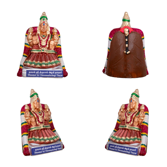 Nava Sri Thayar Statue Clay Golu Bommai Set - 9 x 8 Inches | 9 Pcs/ Giri Golu Doll/ Navaratri Gombe/ Bommai