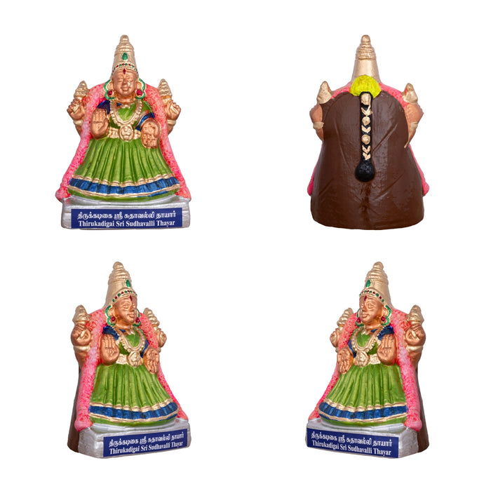 Nava Sri Thayar Statue Clay Golu Bommai Set - 9 x 8 Inches | 9 Pcs/ Giri Golu Doll/ Navaratri Gombe/ Bommai
