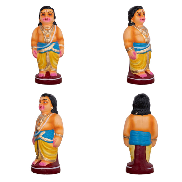 Young Couple Clay Golu Bommai Pair - 7 x 3 Inches | Giri Golu Doll/ Navaratri Golu Bomma/ Gombe/ Bommai - Clay Kolu Bommai