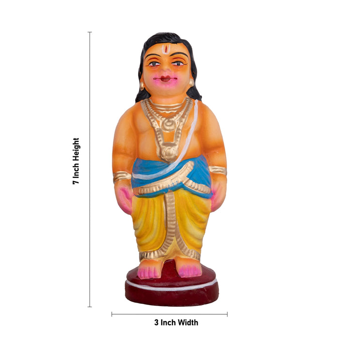 Young Couple Clay Golu Bommai Pair - 7 x 3 Inches | Giri Golu Doll/ Navaratri Golu Bomma/ Gombe/ Bommai - Clay Kolu Bommai