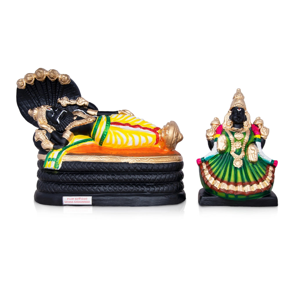 Sayana Narasimhar Clay Golu Bommai Pair - 10 x 13 Inches | Giri Golu Doll/ Navaratri Golu Bomma/Gombe/Bommai