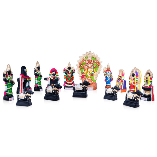 Pancha Bootha Sthalangal Clay Golu Bommai Set - 11 x 7 Inches | Giri Golu Doll/ Navaratri Golu Bomma/Gombe - Clay Kolu Bommai
