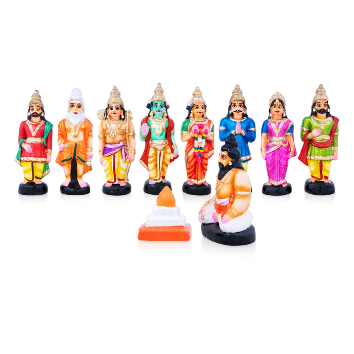 Seetha Kalyanam Clay Golu Bommai Set - 8 x 3 Inches | Giri Golu Doll/ Navaratri Golu Bomma/Gombe/Bommai