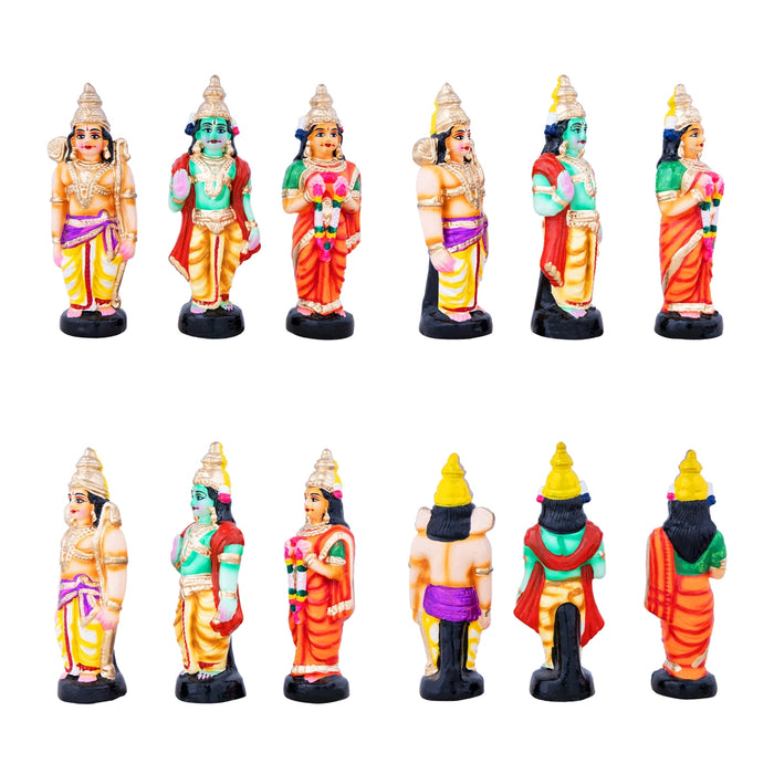 Seetha Kalyanam Clay Golu Bommai Set - 8 x 3 Inches | Giri Golu Doll/ Navaratri Golu Bomma/Gombe/Bommai