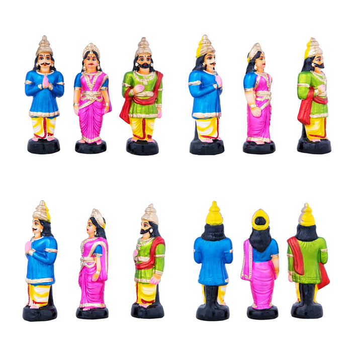 Seetha Kalyanam Clay Golu Bommai Set - 8 x 3 Inches | Giri Golu Doll/ Navaratri Golu Bomma/Gombe/Bommai