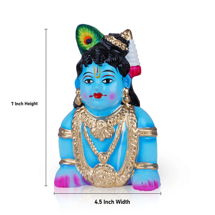 Crawling Krishna Clay Golu Bommai - 7 x 4.5 Inches | Giri Golu Doll/ Navaratri Golu Bomma/ Gombe/ Bommai - Clay Kolu Bommai