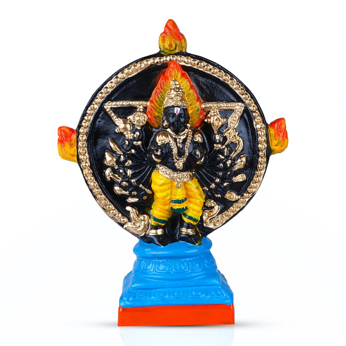 Chakrathazhwar Clay Golu Bommai - 11 x 8.5 Inches | Giri Golu Doll/ Navaratri Golu Bomma/ Gombe/ Bommai