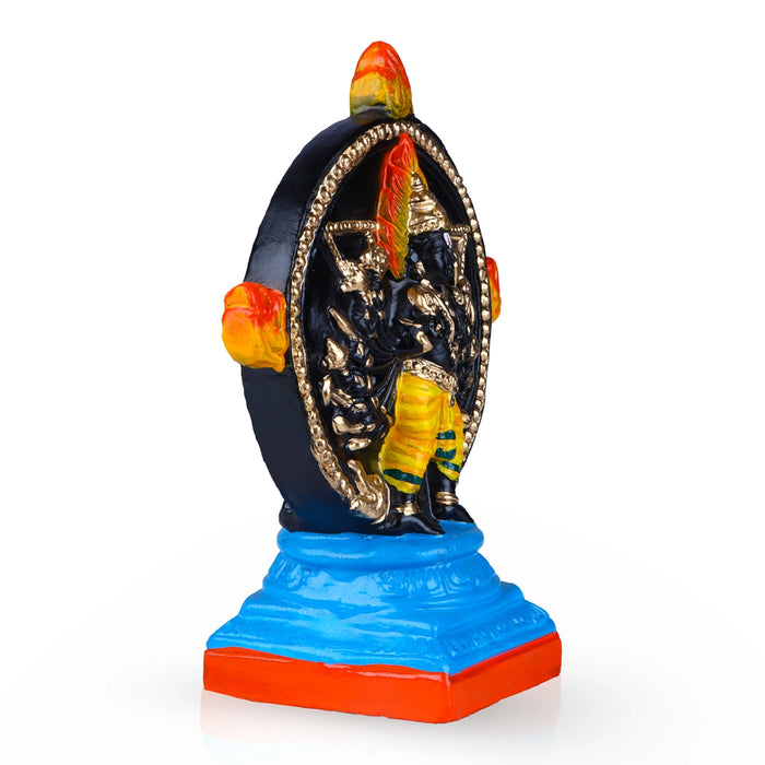 Chakrathazhwar Clay Golu Bommai - 11 x 8.5 Inches | Giri Golu Doll/ Navaratri Golu Bomma/ Gombe/ Bommai