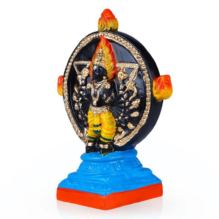 Chakrathazhwar Clay Golu Bommai - 11 x 8.5 Inches | Giri Golu Doll/ Navaratri Golu Bomma/ Gombe/ Bommai