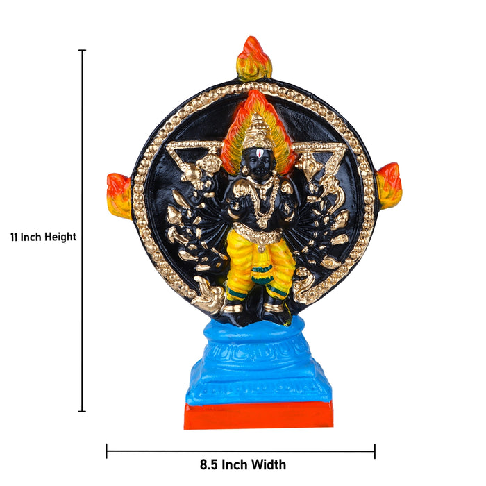 Chakrathazhwar Clay Golu Bommai - 11 x 8.5 Inches | Giri Golu Doll/ Navaratri Golu Bomma/ Gombe/ Bommai