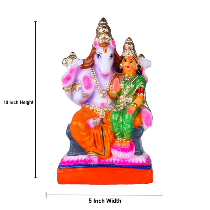 Lakshmi Hayagreevar Clay Golu Bommai - 10 x 5 Inches | Giri Golu Doll/ Navaratri Golu Bomma/ Gombe/ Bommai