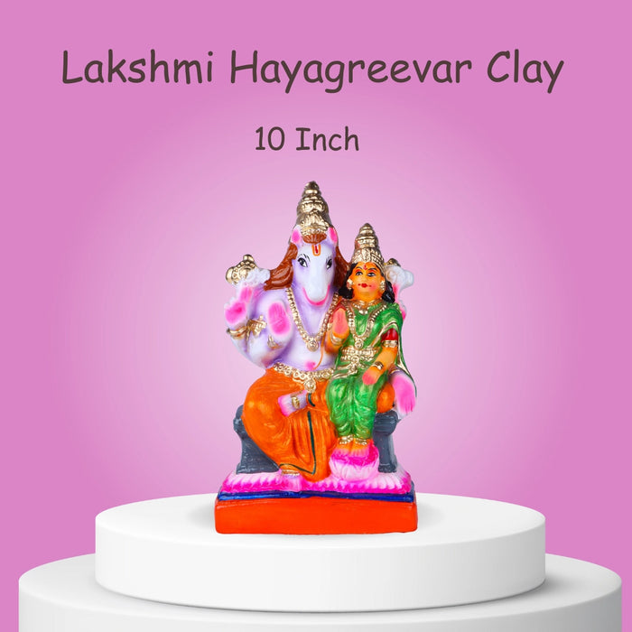 Lakshmi Hayagreevar Clay Golu Bommai - 10 x 5 Inches | Giri Golu Doll/ Navaratri Golu Bomma/ Gombe/ Bommai