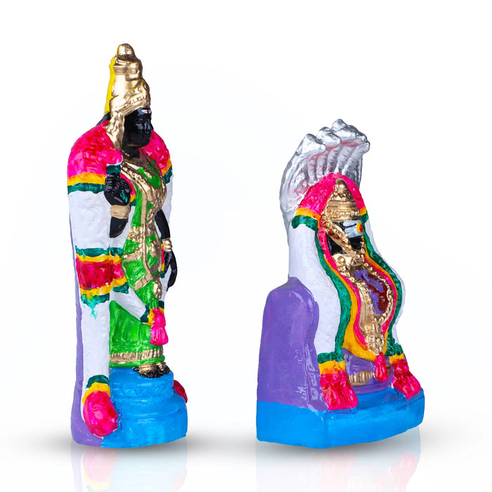 Annamalaiyar Unnamalai Clay Golu Bommai Pair - 8 x 3 Inches | Giri Golu Doll/Navaratri Golu Bomma/Gombe/Bommai - Clay Kolu Bommai