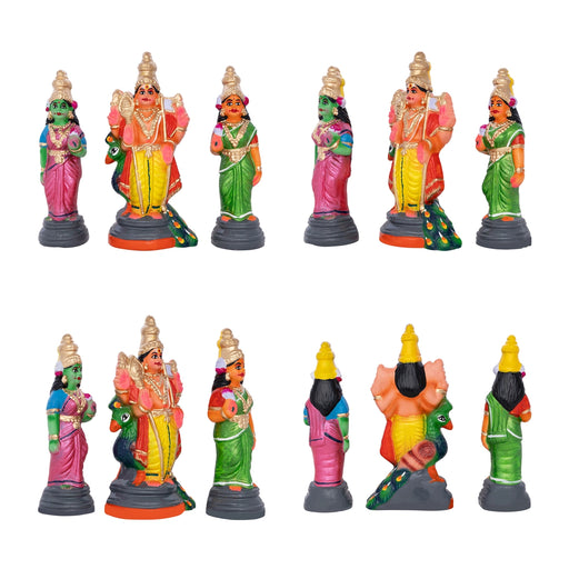 Arupadai Veedu Murugan Statue Clay Golu Bommai Set - 8 x 7 Inches | Giri Golu Doll/Navaratri Golu Bommai/Gombe - Clay Kolu Bommai