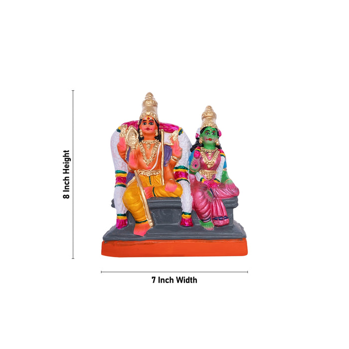 Arupadai Veedu Murugan Statue Clay Golu Bommai Set - 8 x 7 Inches | Giri Golu Doll/Navaratri Golu Bommai/Gombe - Clay Kolu Bommai