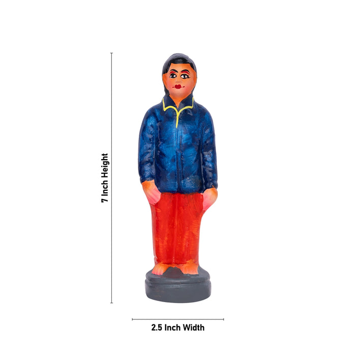 Marriage Clay Golu Bommai Set - 7 X 2.5 Inches | Giri Golu Doll/ Navaratri Golu Bomma/ Gombe/ Bommai - Clay Kolu Bommai