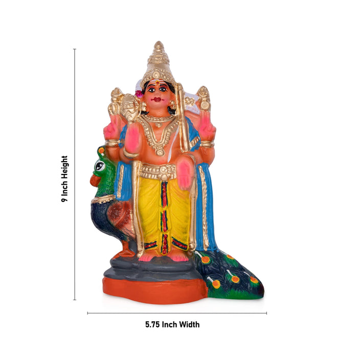 Murugan Valli Deivanai Statue Clay Golu Bommai Set- 9 X 5.75 Inches | Giri Golu Doll/Navaratri Golu Bommai/Gombe - Clay Kolu Bommai
