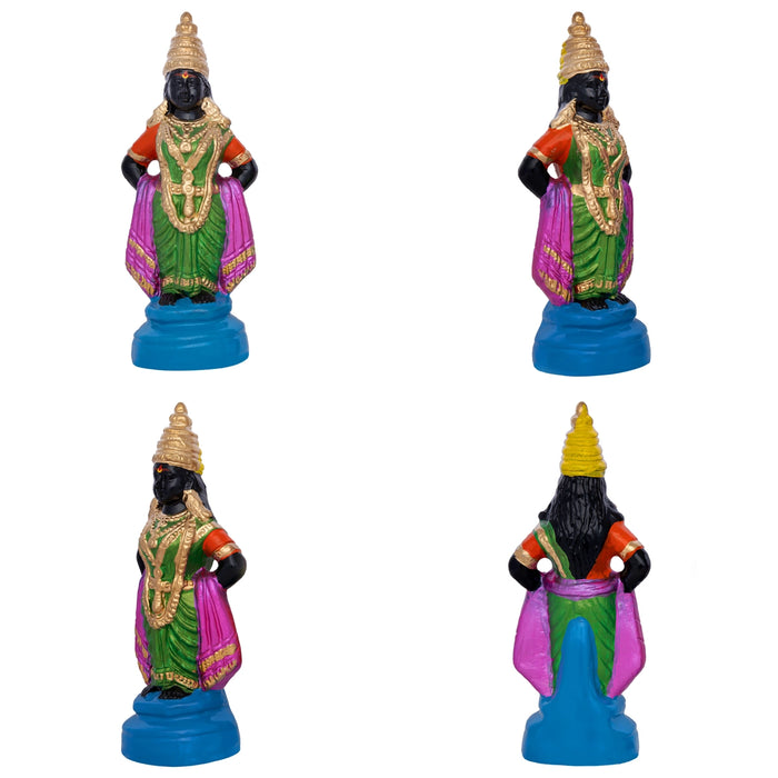 Vitthal Rakhumai Murti Clay Golu Bommai Pair - 8 X 3 Inches | Giri Golu Doll/ Navaratri Golu Bomma/Gombe/Bommai - Clay Kolu Bommai