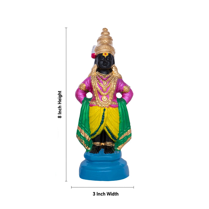 Vitthal Rakhumai Murti Clay Golu Bommai Pair - 8 X 3 Inches | Giri Golu Doll/ Navaratri Golu Bomma/Gombe/Bommai - Clay Kolu Bommai