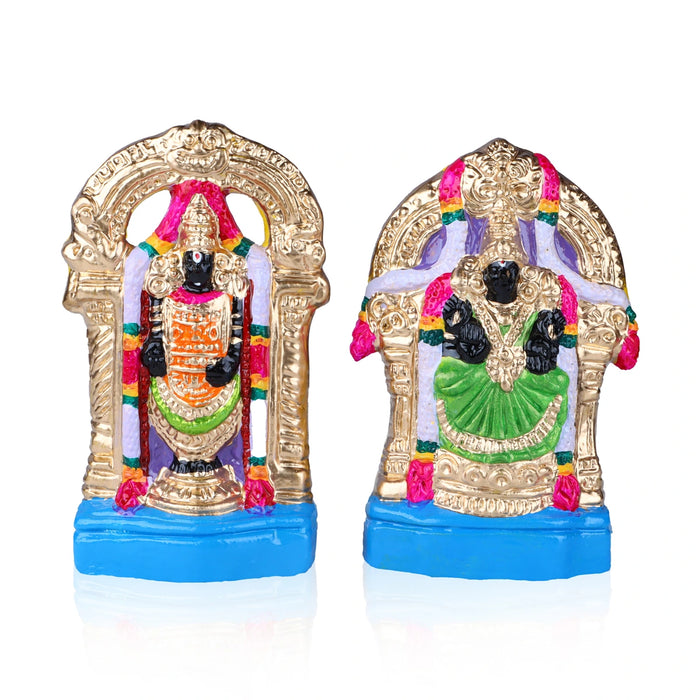 Perumal Thayar Clay Golu Bommai Pair - 8 x 3.5 Inches | Giri Golu Doll/Navaratri Golu Bomma/Gombe/Bommai - Clay Kolu Bommai