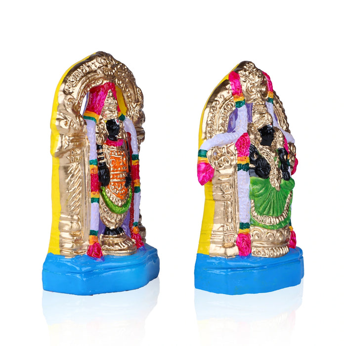 Perumal Thayar Clay Golu Bommai Pair - 8 x 3.5 Inches | Giri Golu Doll/Navaratri Golu Bomma/Gombe/Bommai - Clay Kolu Bommai