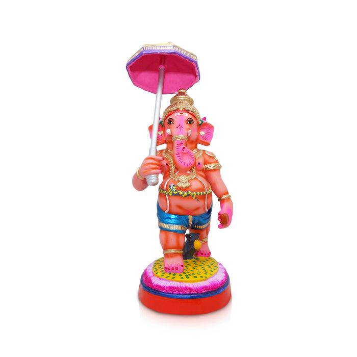 Ganesh Murti With Kudai Paper Mache Golu Bommai - 17 X 6.5 Inches | Giri Golu Doll/Navaratri Golu Bommai/ Gombe - Paper Mache Kolu Bommai