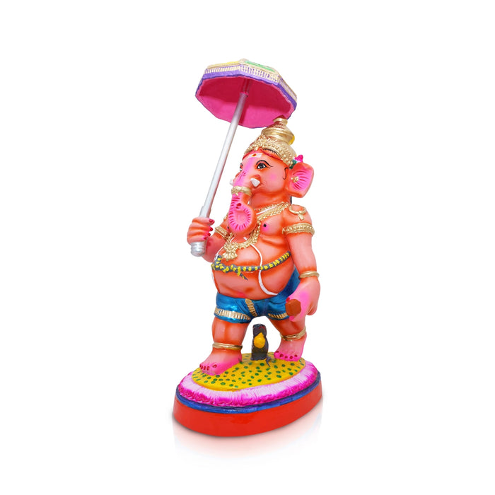 Ganesh Murti With Kudai Paper Mache Golu Bommai - 17 X 6.5 Inches | Giri Golu Doll/Navaratri Golu Bommai/ Gombe - Paper Mache Kolu Bommai