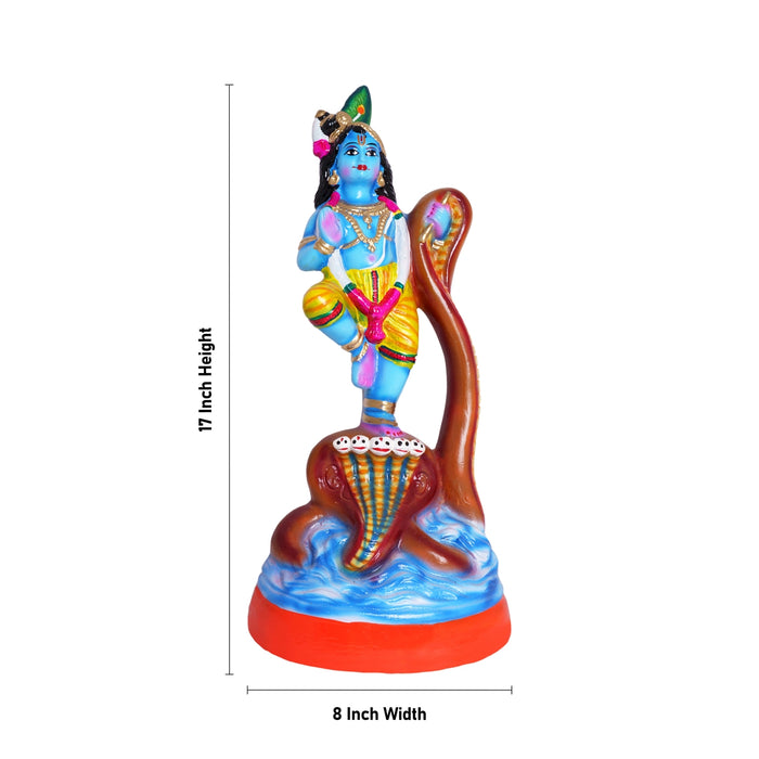 Krishna Murti Kalinga Narthanam Paper Mache Golu Bommai - 17 X 8 Inches | Giri Golu Doll/ Navaratri Gombe - Paper Mache Kolu Bommai