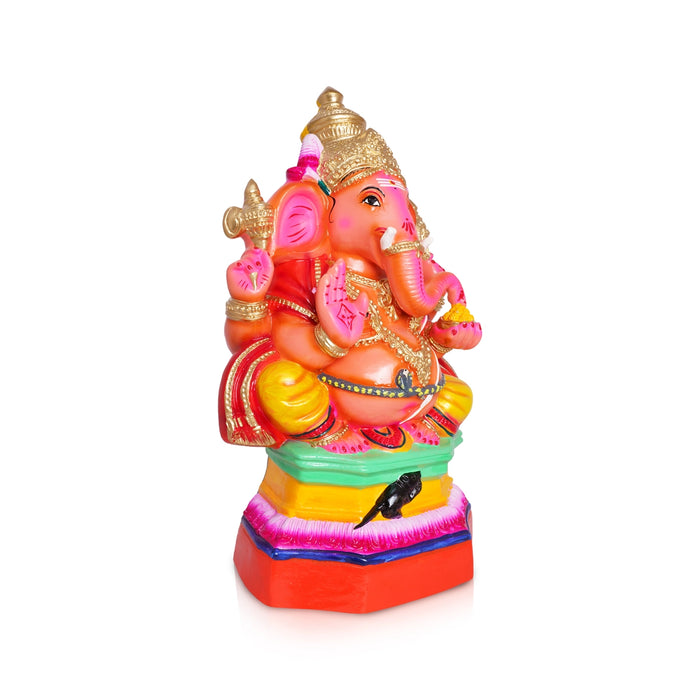 Ganesh Murti Sitting On Base- 20 X 8.5 Inches | Ganpati Murti/Paper Mache Vinayaka Statue For Ganapati Chaturthi - Vinayaka Chaturthi
