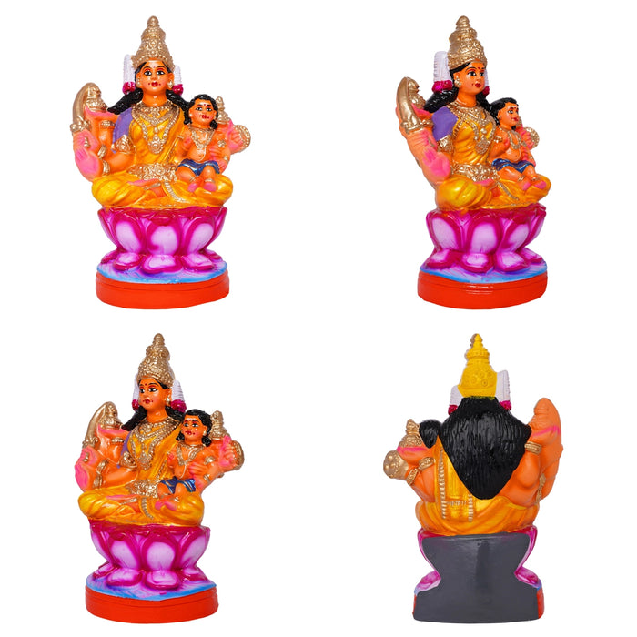 Ashtalakshmi Idol Clay Golu Bommai Set - 12 X 13 Inches | Giri Golu Doll/ Navaratri Golu Bommai/ Gombe - Clay Kolu Bommai