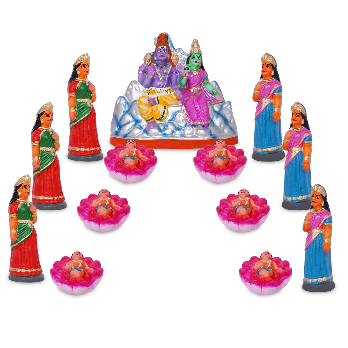 Kartigai Pengal Set Clay Statue | Golu Bommai | Bommai Kolu Dolls