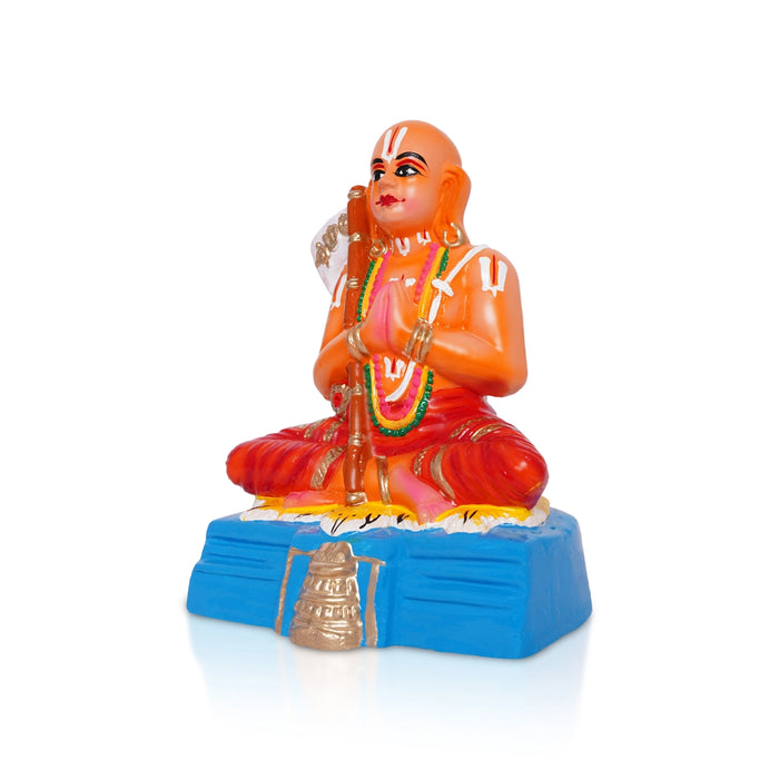 Ramanujar Statue Clay Golu Bommai - 9 X 6.5 Inches | Giri Golu Doll/ Navaratri Golu Bomma/ Gombe/ Bommai - Clay Kolu Bommai