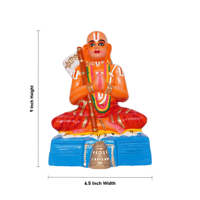 Ramanujar Statue Clay Golu Bommai - 9 X 6.5 Inches | Giri Golu Doll/ Navaratri Golu Bomma/ Gombe/ Bommai - Clay Kolu Bommai